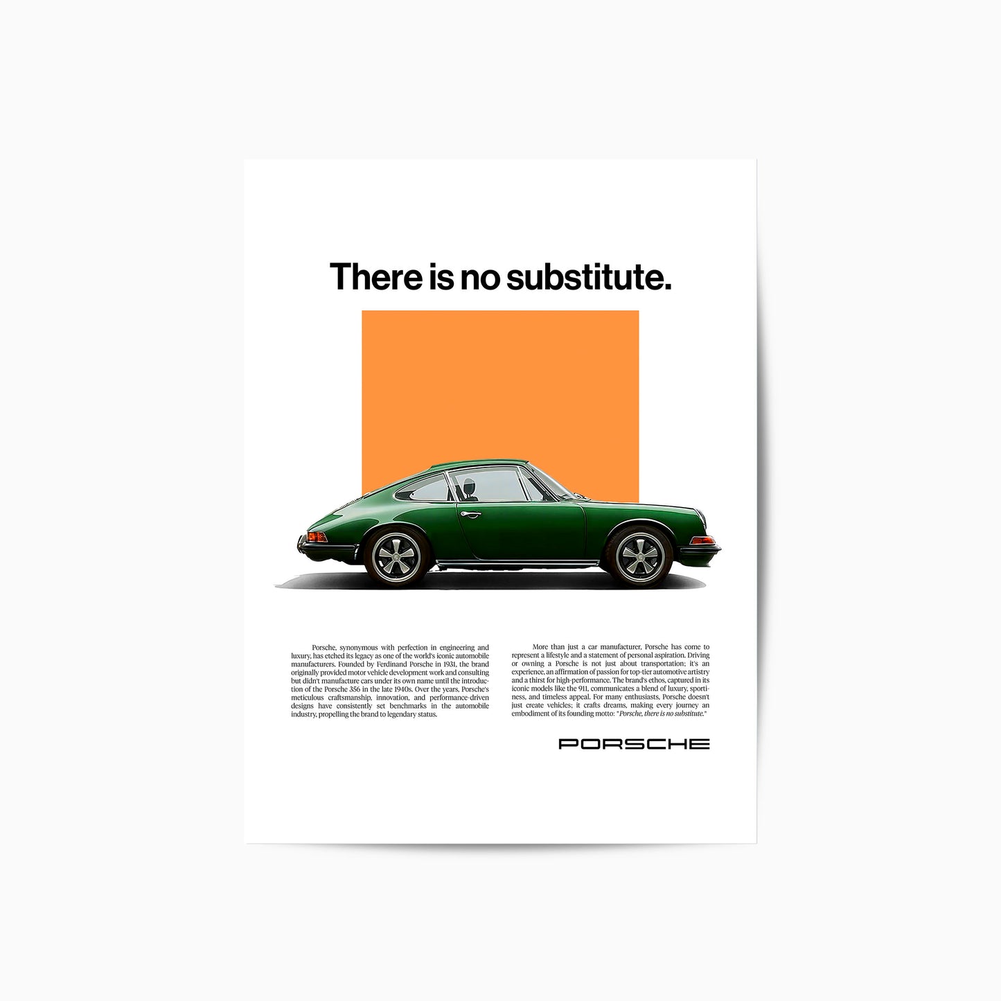 Porsche 'No Substitute' Poster